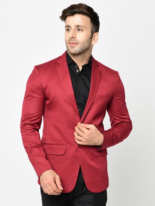 red solid single breasted casual blazer - 16675084 - Very Small Image - 1
