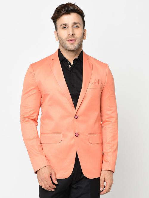orange solid single breasted casual blazer - 16675086 - Very Small Image - 1