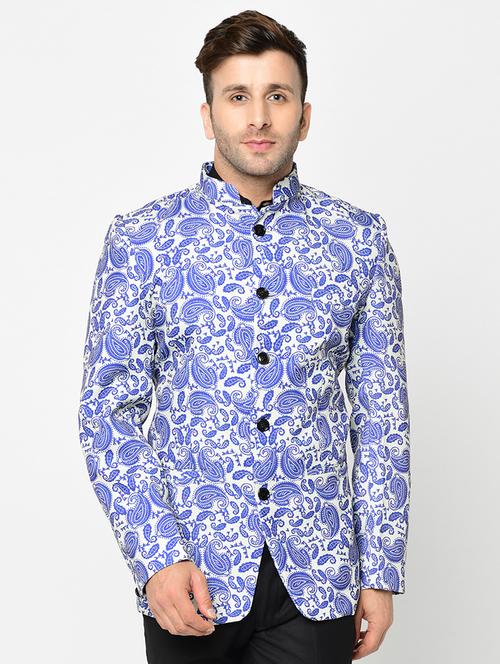 blue paisley single breasted casual blazer - 16675091 - Very Small Image - 1