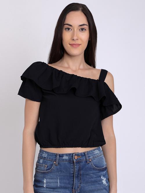 single sleeved ruffle detail top - 16675212 - Very Small Image - 1