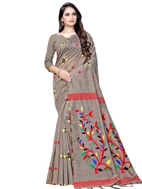 geometric woven saree with blouse - 16675301 - Very Small Image - 1