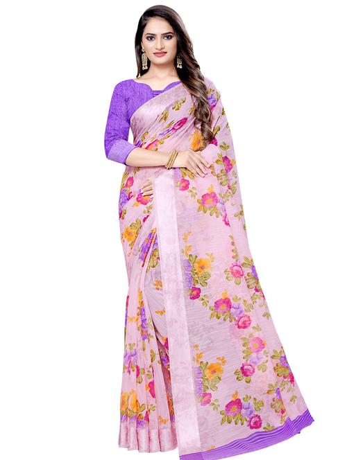 floral bordered saree with blouse - 16675334 - Very Small Image - 1