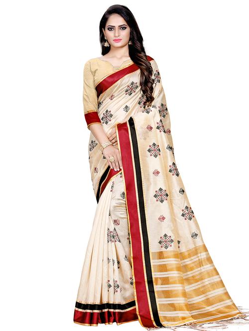 ethnic motifs woven saree with blouse - 16675354 - Very Small Image - 1