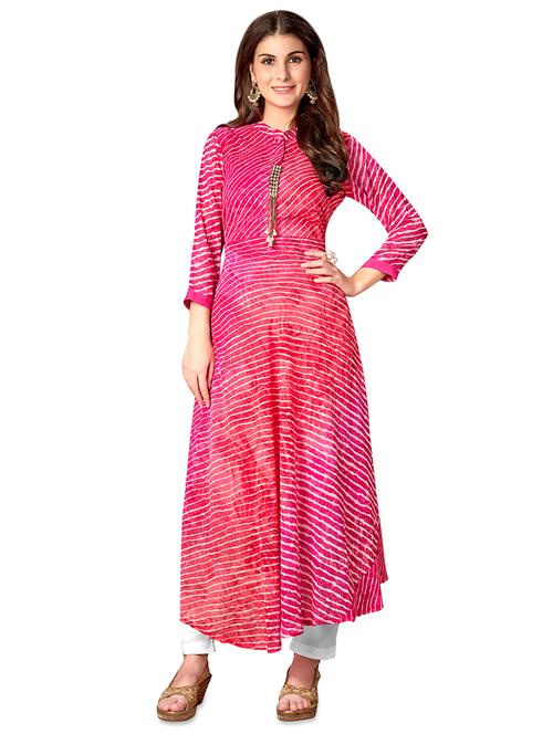 leheriya printed flared kurta - 16675454 - Very Small Image - 1