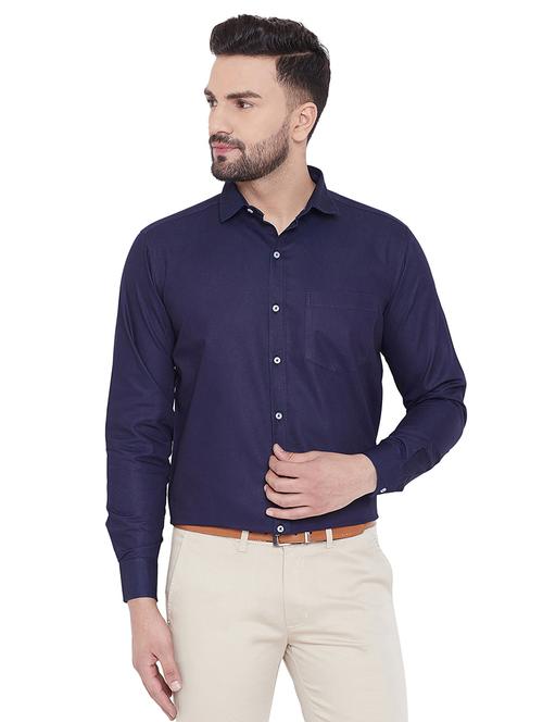 dark blue solid formal shirt - 16675456 - Very Small Image - 1