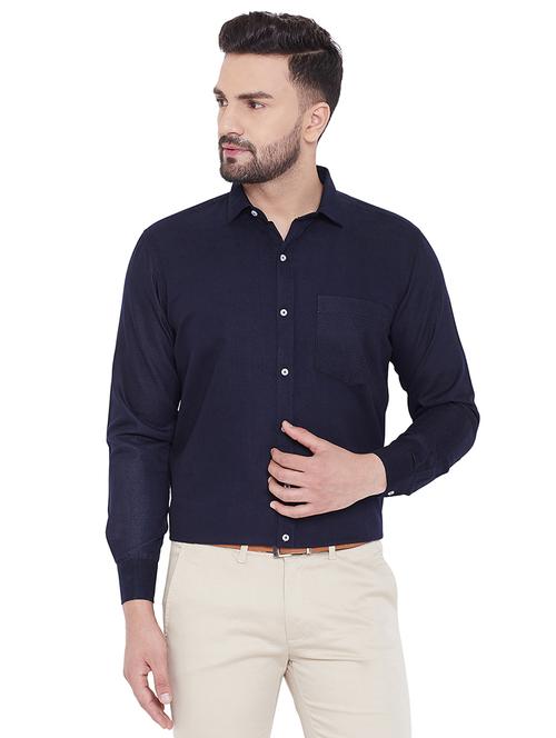 dark blue solid formal shirt - 16675457 - Very Small Image - 1