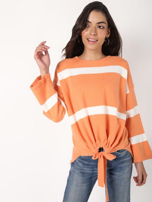 knotted hem striped wool blend pullover - 16675655 - Very Small Image - 1