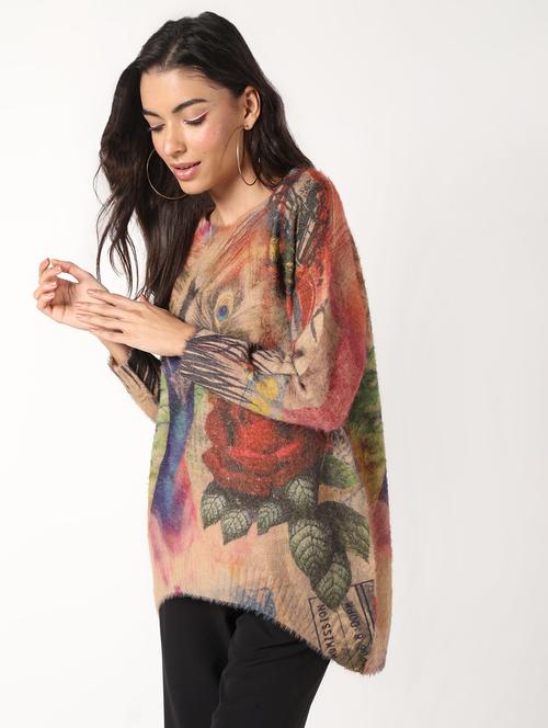 curved hem long sleeved pullover - 16675680 - Very Small Image - 1
