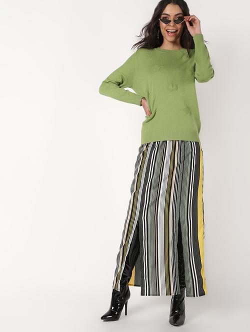 crew neck long sleeved wool blend pullover - 16675700 - Very Small Image - 1