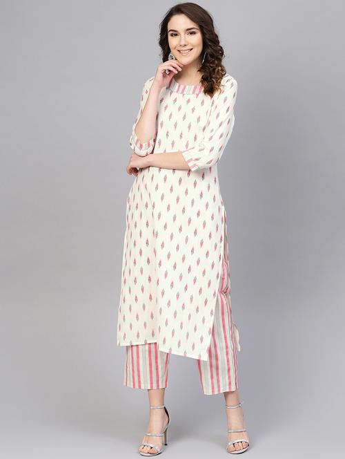 ikat printed kurta with palazzo set - 16675813 - Very Small Image - 1