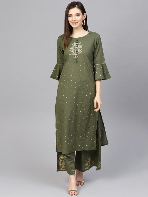 bell sleeves kurta with palazzo set - 16675817 - Very Small Image - 1