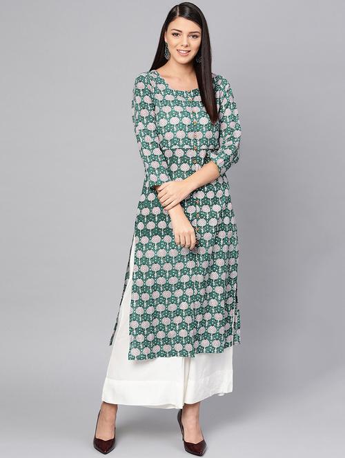printed buttoned straight kurta - 16675899 - Very Small Image - 1