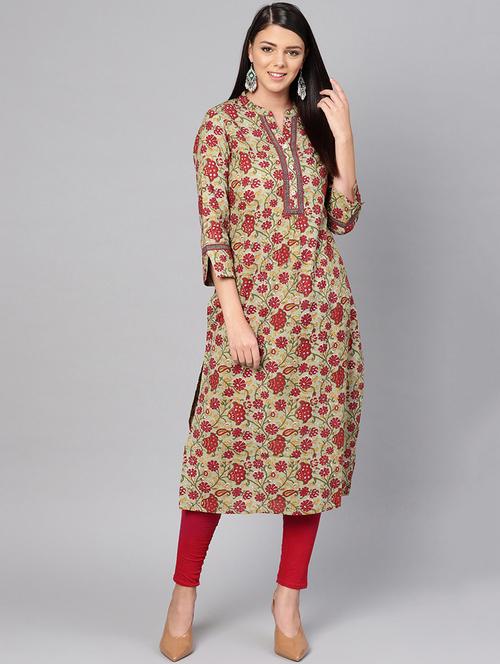floral printed straight kurta - 16675901 - Very Small Image - 1
