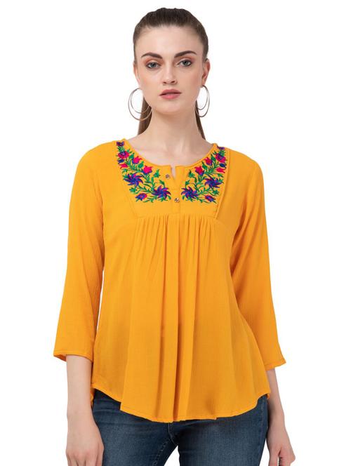 embroidered panel peasant top - 16675921 - Very Small Image - 1