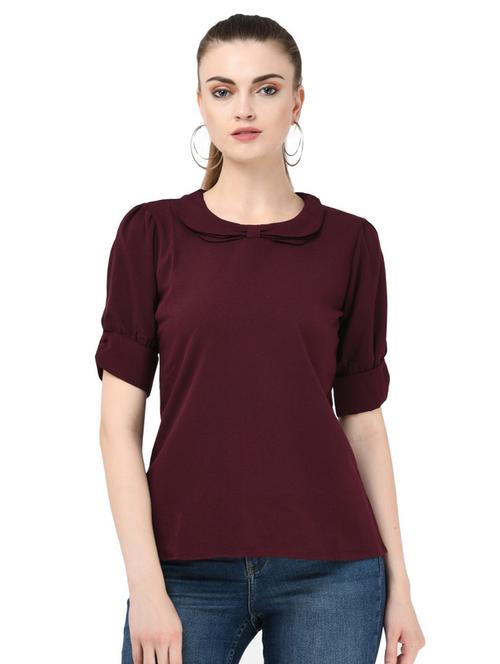 bow patch slit sleeved top - 16675928 - Very Small Image - 1