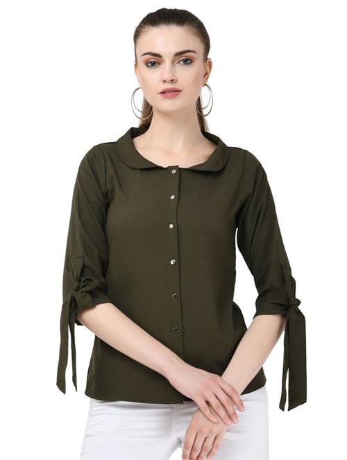 peter pan neck side tie up sleeved top - 16675932 - Very Small Image - 1