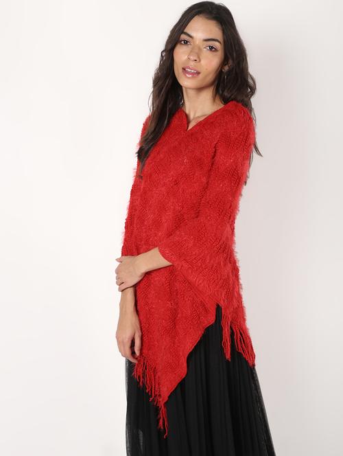 fringe hem wool poncho - 16676045 - Very Small Image - 1