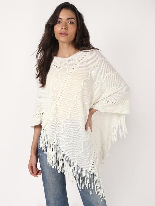 fringe hem wool poncho - 16676046 - Very Small Image - 1