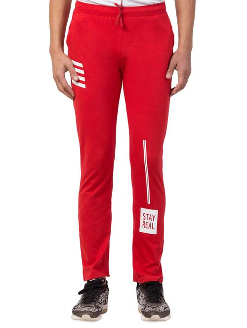 red printed full length track pant - 16676067 - Very Small Image - 1