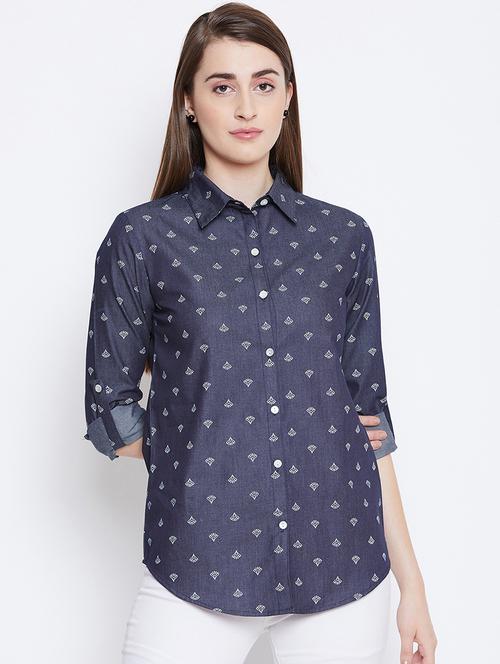 roll up sleeved curved hem shirt - 16676076 - Very Small Image - 1