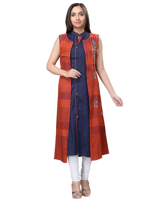 layered kurta with jacket - 16676381 - Very Small Image - 1