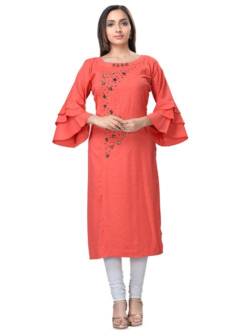 bell sleeves straight kurta - 16676386 - Very Small Image - 1