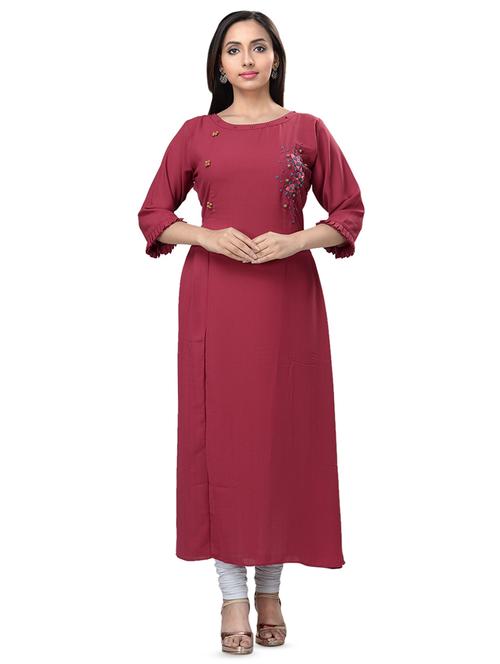embroidered a-line kurta - 16676390 - Very Small Image - 1