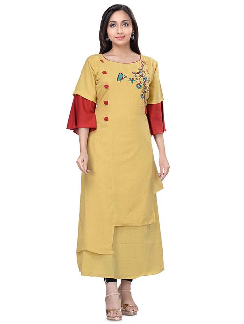 embroidered a-line kurta - 16676397 - Very Small Image - 1