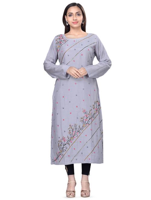 embroidered straight kurta - 16676407 - Very Small Image - 1