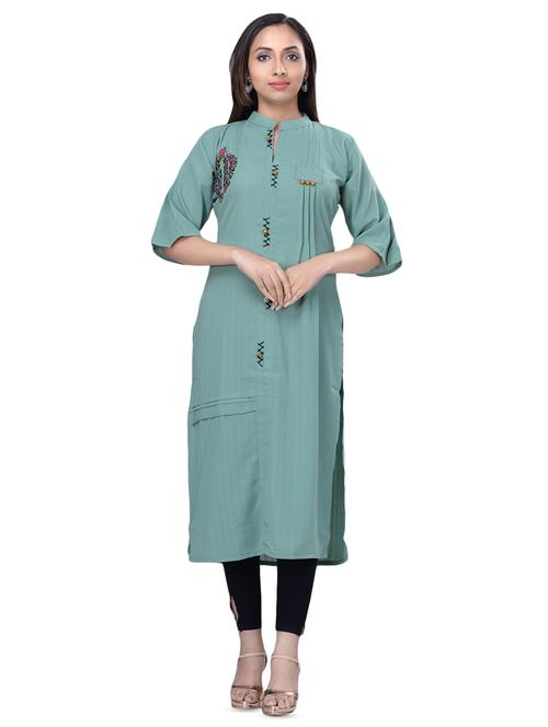 embellished straight kurta - 16676411 - Very Small Image - 1