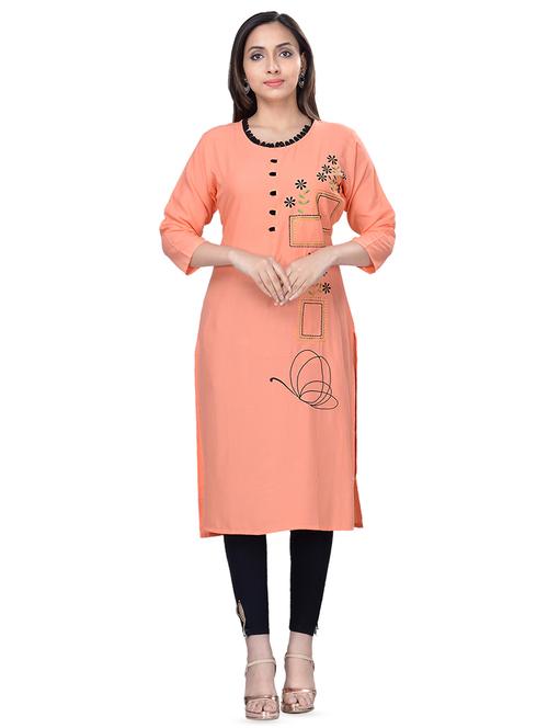 embroidered straight kurta - 16676460 - Very Small Image - 1
