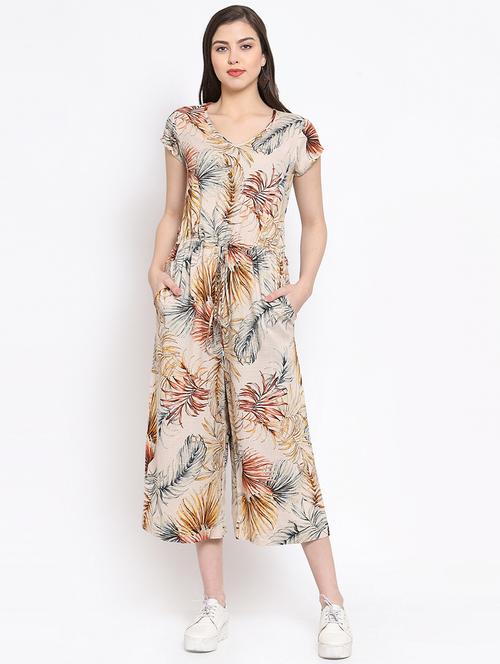 v neck drawstring floral jumpsuit - 16677116 - Very Small Image - 1