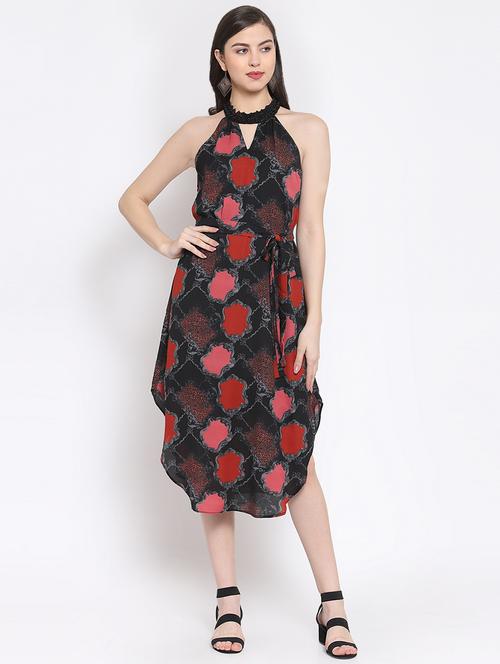 keyhole neck tie knot asymmetric dress - 16677130 - Very Small Image - 1