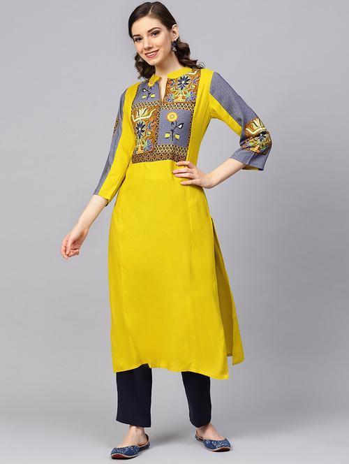 floral printed straight kurta - 16678147 - Very Small Image - 1