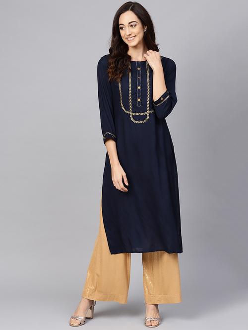 embroidered straight kurta - 16678162 - Very Small Image - 1