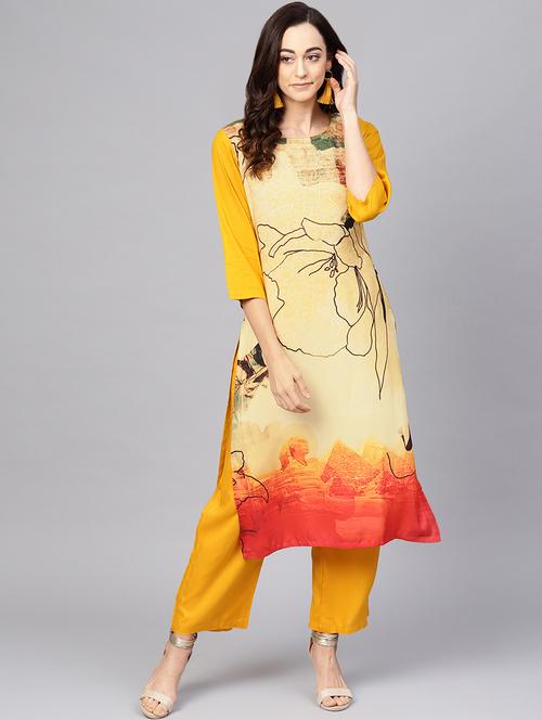 printed kurta palazzo set - 16678183 - Very Small Image - 1