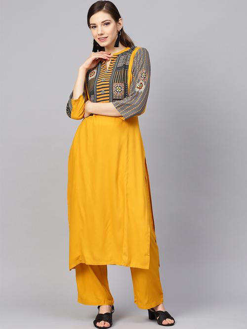 solid kurta palazzo set - 16678188 - Very Small Image - 1