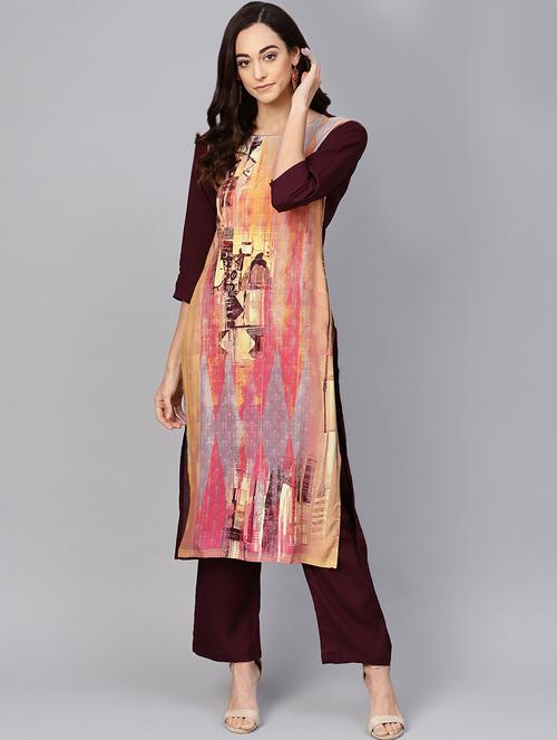 abstract kurta palazzo set - 16678200 - Very Small Image - 1