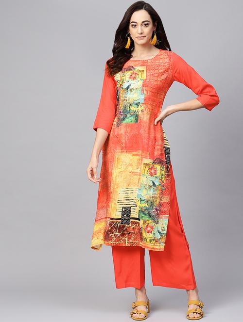 printed kurta palazzo set - 16678202 - Very Small Image - 1