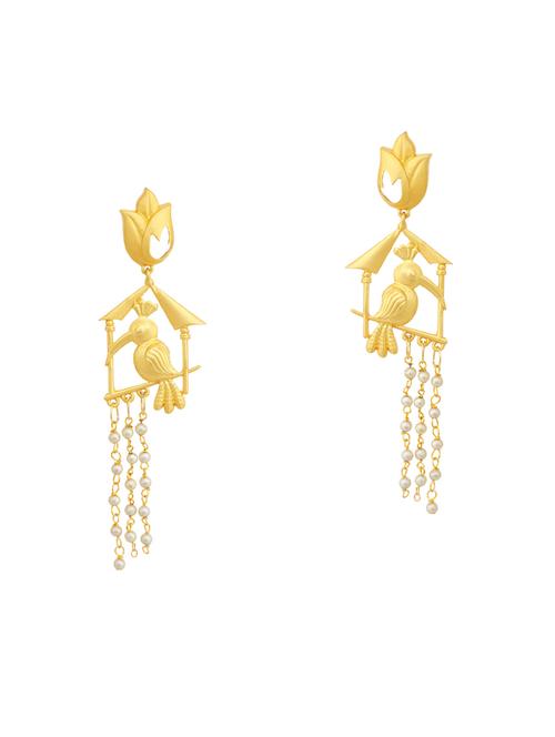 yellow metal drop earring - 16678480 - Very Small Image - 1
