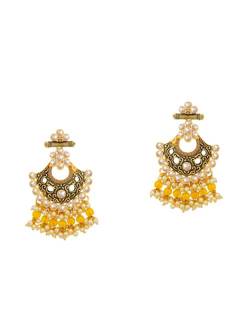 yellow metal chandellier earring - 16678483 - Very Small Image - 1