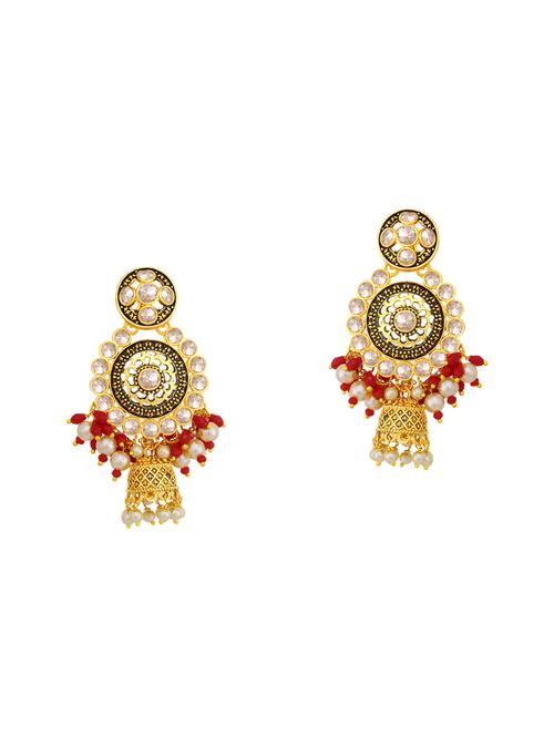 red metal jhumka earring - 16678519 - Very Small Image - 1