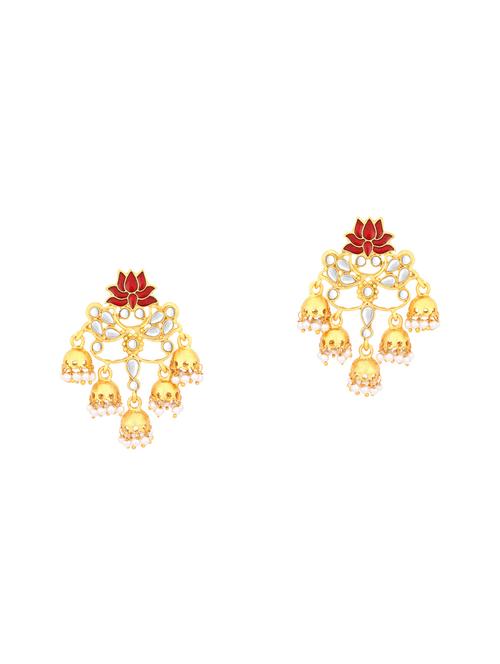 red metal jhumka earring - 16678532 - Very Small Image - 1