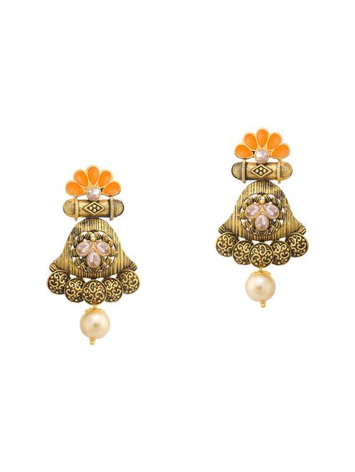 orange metal drop earring - 16678537 - Very Small Image - 1