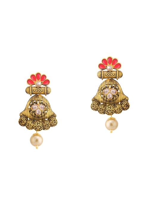 red metal drop earring - 16678540 - Very Small Image - 1