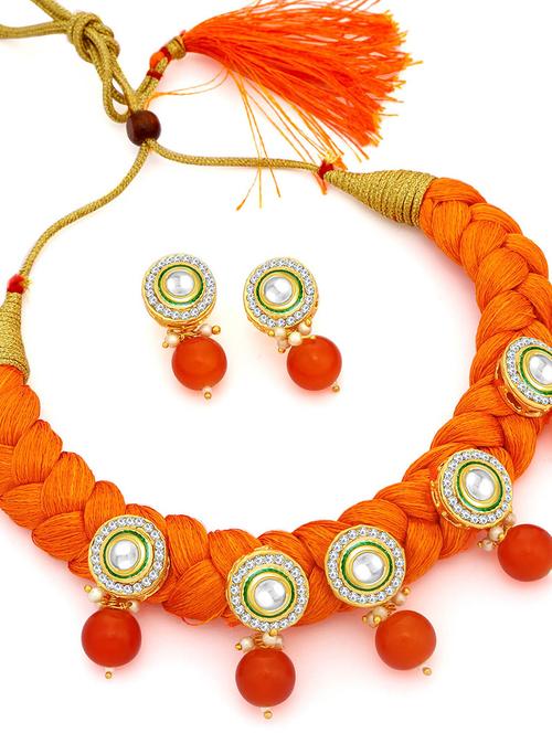 orange metal necklaces and earring - 16678663 - Very Small Image - 1