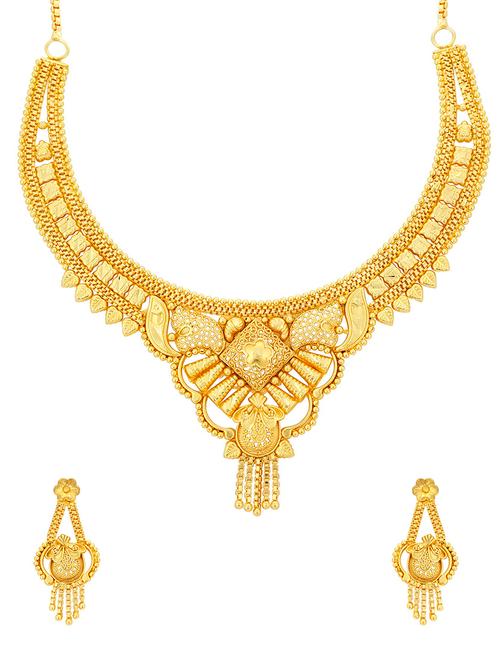 yellow metal necklaces and earring - 16678677 - Very Small Image - 1
