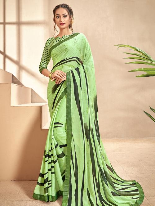 abstract printed saree with blouse - 16679166 - Very Small Image - 1