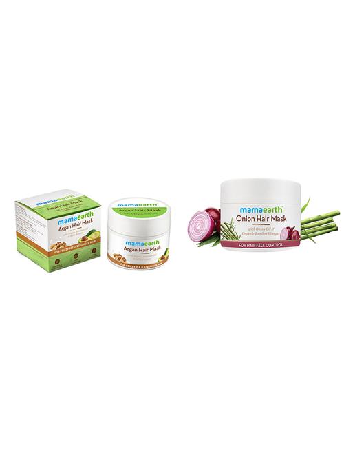 mamaearth argan hairfall control mask and onion hair mask - 16679502 - Very Small Image - 1