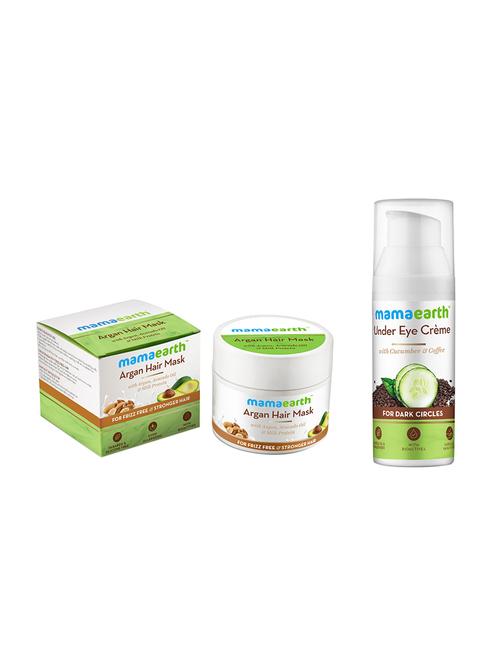 mamaearth argan hairfall control mask, 200ml and under eye cream, 50ml - 16679516 - Very Small Image - 1